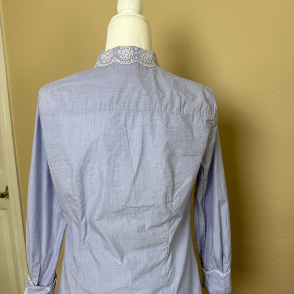 J Crew Perfect Shirt with eyelet Trim Size 8 - Picture 9 of 11